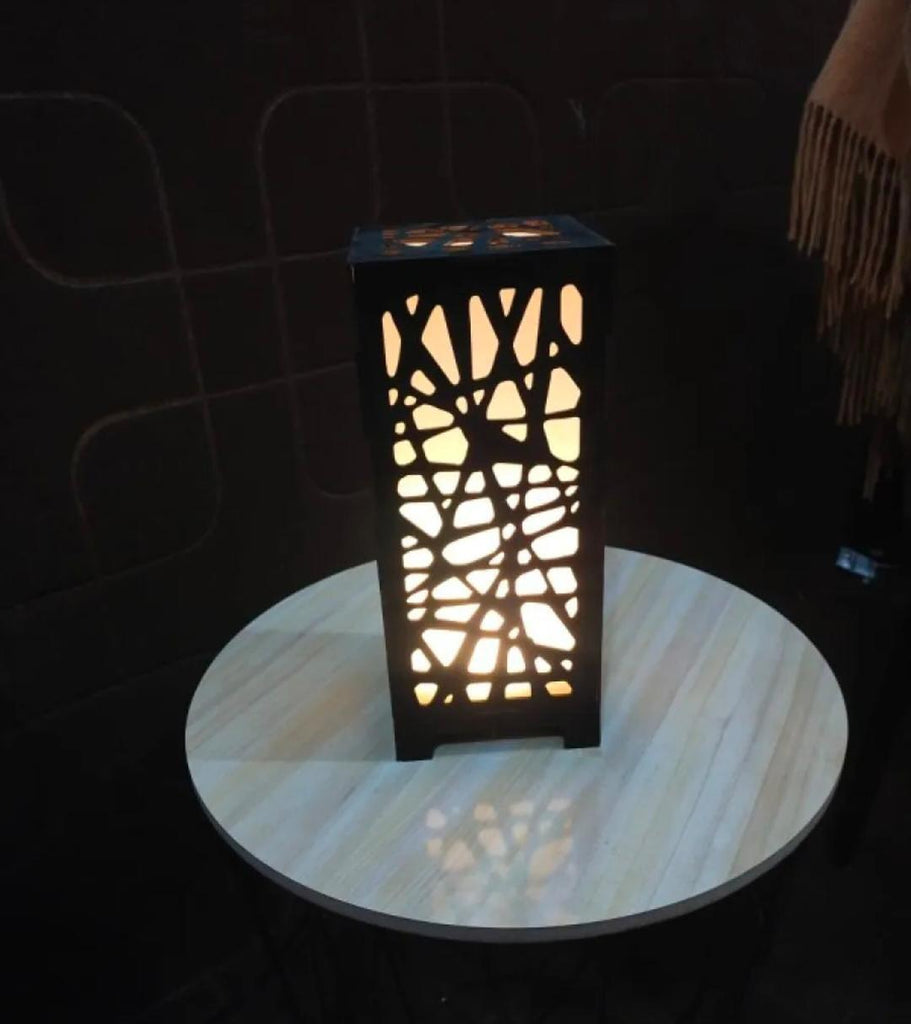 3D Wooden Lamp Black Golden Light Rechargeable Table Lamp