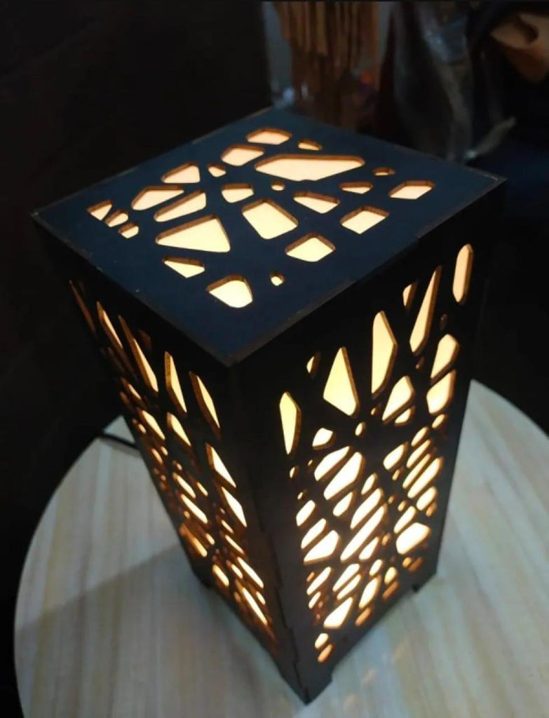 3D Wooden Lamp Black Golden Light Rechargeable Table Lamp