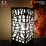 3D Wooden Lamp Black Golden Light Rechargeable Table Lamp