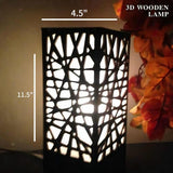 3D Wooden Lamp Black Golden Light Rechargeable Table Lamp