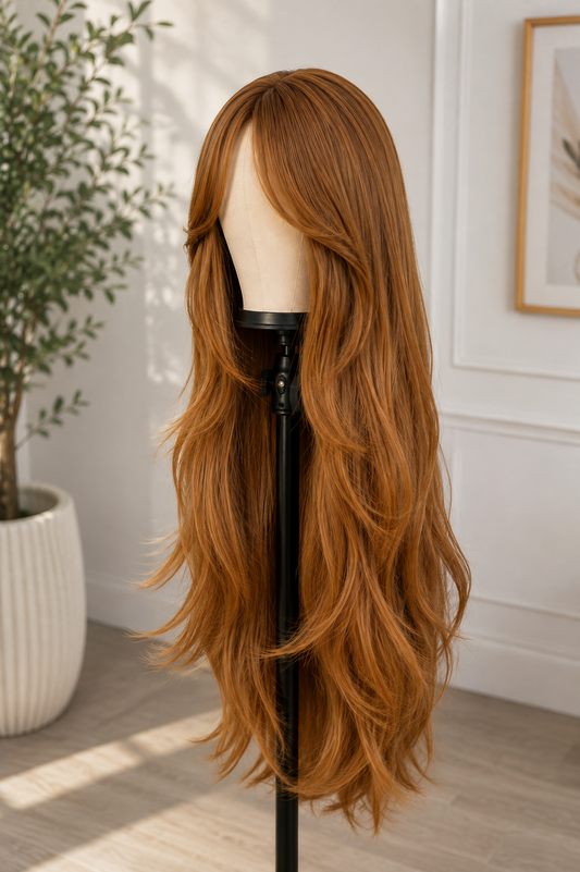 Long Auburn Brown  Hair Wig