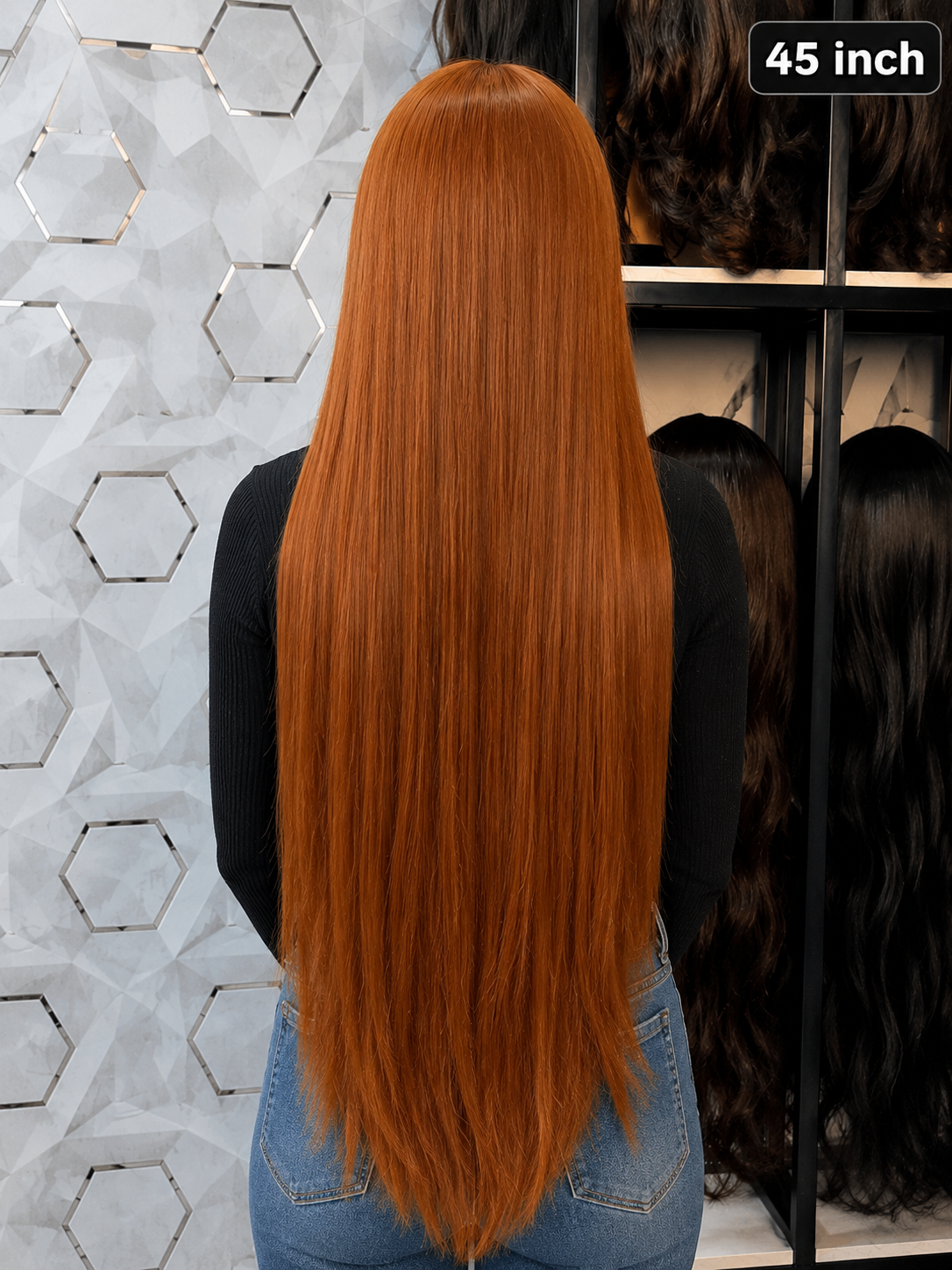 45 Inch Long Straight Auburn Wig