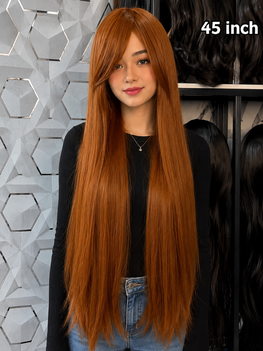 45 Inch Long Straight Auburn Wig