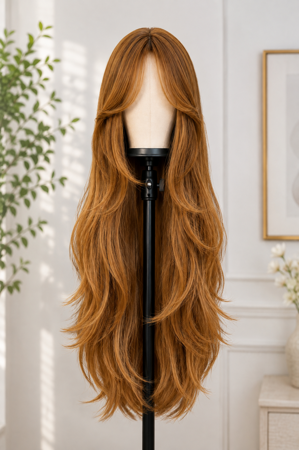 Long Auburn Brown  Hair Wig