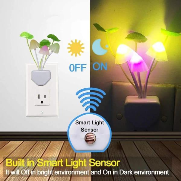 LED Mushroom Night Light 4 Pack Color Changing Sensor Activated Lamp