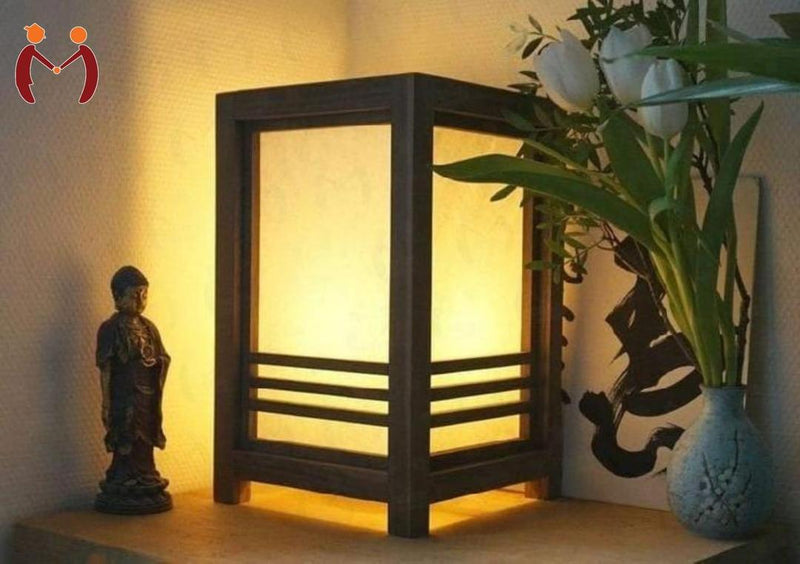 Modern Wooden Table Lamp Black Golden Light Small Rechargeable Lamp