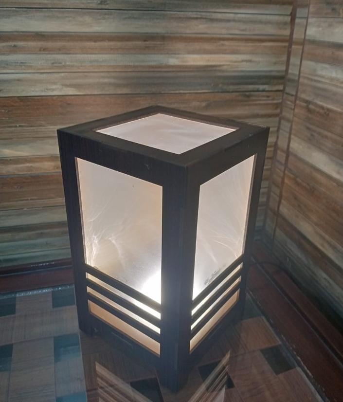 Modern Wooden Table Lamp Black Golden Light Small Rechargeable Lamp