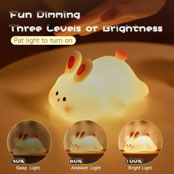 Silicone Bunny Night Light Color Changing LED Lamp for Kids & Home Decor