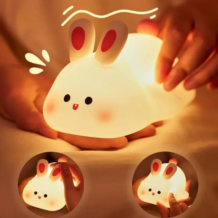 Silicone Bunny Night Light Color Changing LED Lamp for Kids & Home Decor
