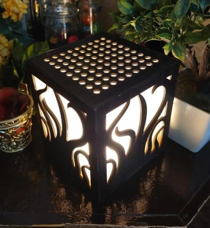 Wooden Octopus Design Table Lamp Brown Side Lamp with Golden Light