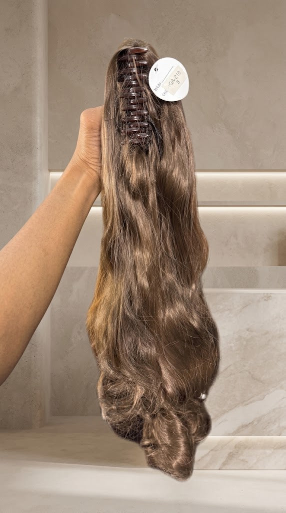 Long Layered Wavy Claw Clip Ponytail