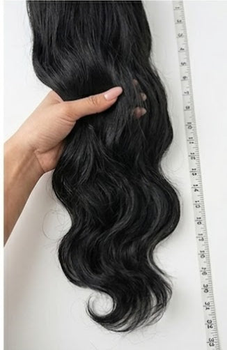 32" Long Natural Wavy Black Synthetic Lace Wig