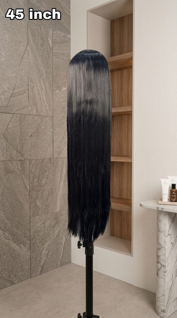 45-Inch Extra Long Jet Black Straight Wig