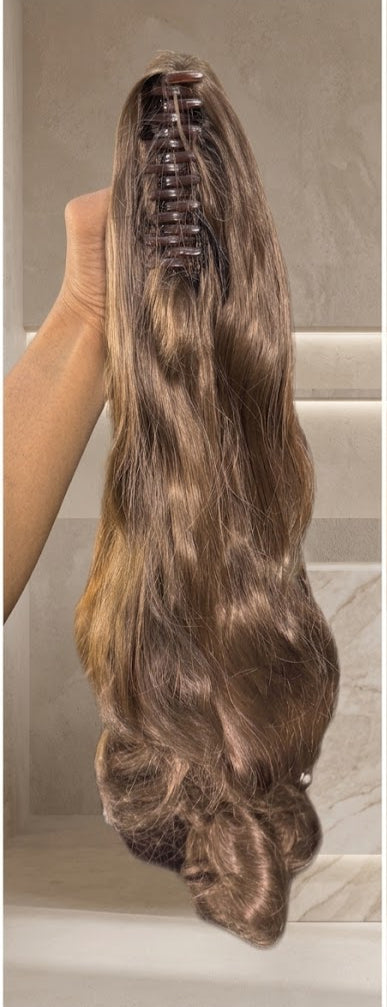 Long Layered Wavy Claw Clip Ponytail